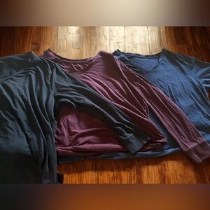 Universal Standard V-Neck Long Sleeve Tops - Black, Purple, Blue